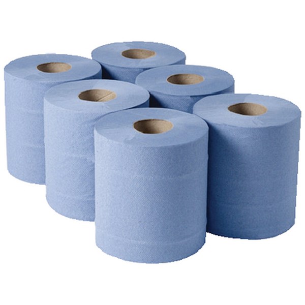everyday 2 ply centrefeed roll, 150m, blue, pack of 6