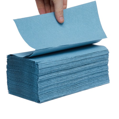 school hand towels v fold one ply blue