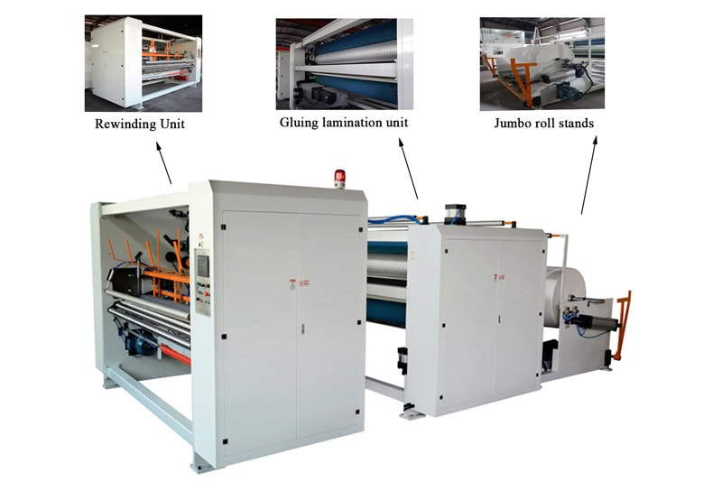 hx 2900b three dimensional embossed glue lamination kitchen towel rewinding machine
