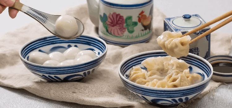 traditional winter solstice food tangyuan and jiaozi