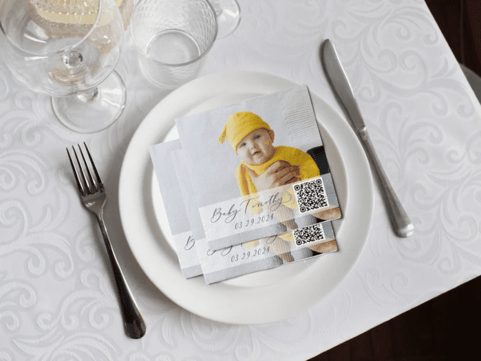 custom qr cord photo birthday napkins
