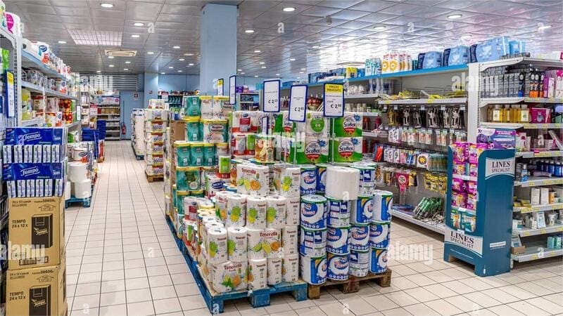 carmagnola italy may 05 2023 big hand paper towel rolls of various brands on pallets for sale in the detergent aisle at acquasapone italian beau 2r5fa3b (1)