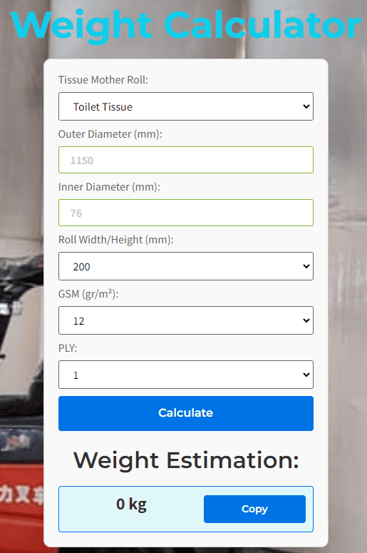 weight calculator of tissue mother parent rolls
