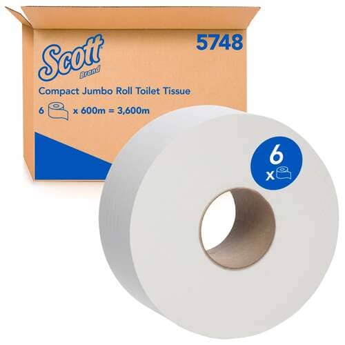 scott® compact jumbo roll toilet tissue (5748), 1 ply, 6 rolls