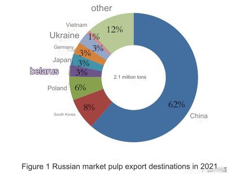 图1 2021年俄罗斯商品浆出口目的地
