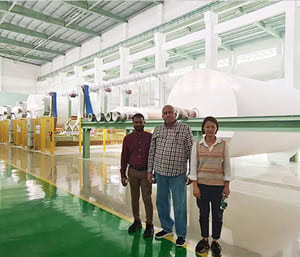 customer visiting our tissue jumbo roll factory