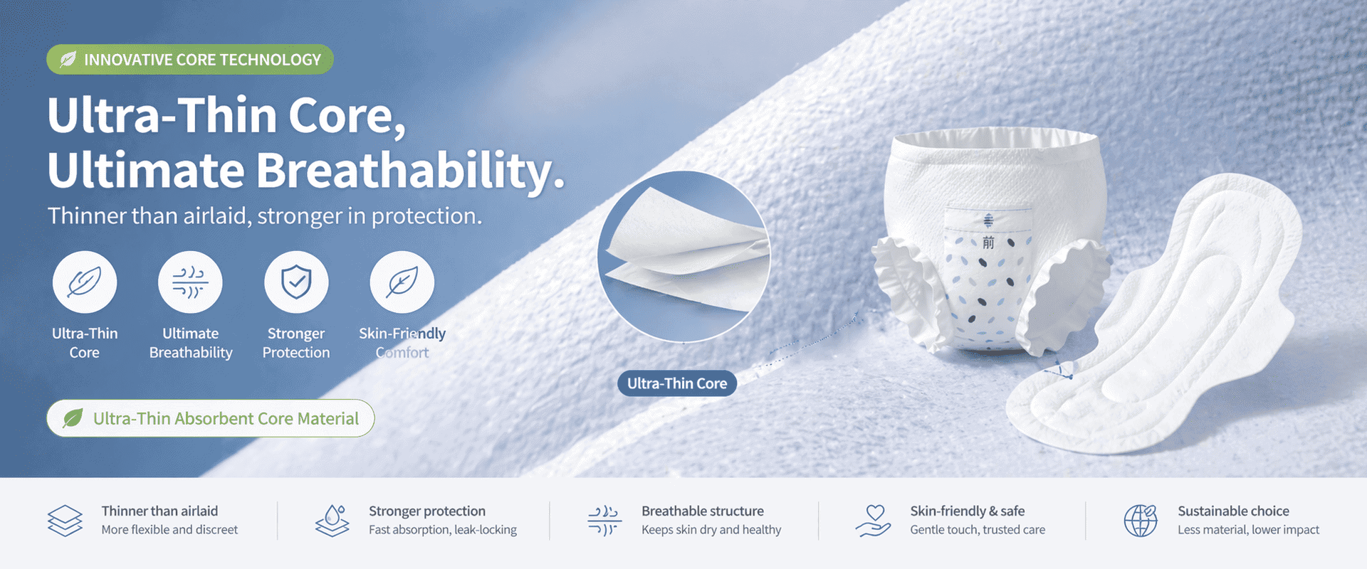 Ultra-Thin Absorbent Core Material – Banner
