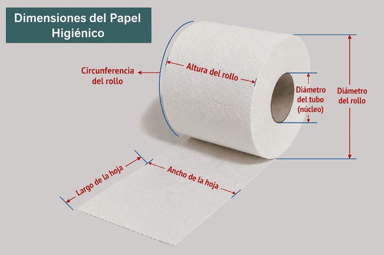 dimensiones del papel higiénico